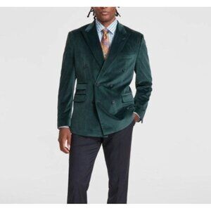 Tayion Collection Men Classic Fit Velvet Dinner Jacket Forest Green Size 50R NWT